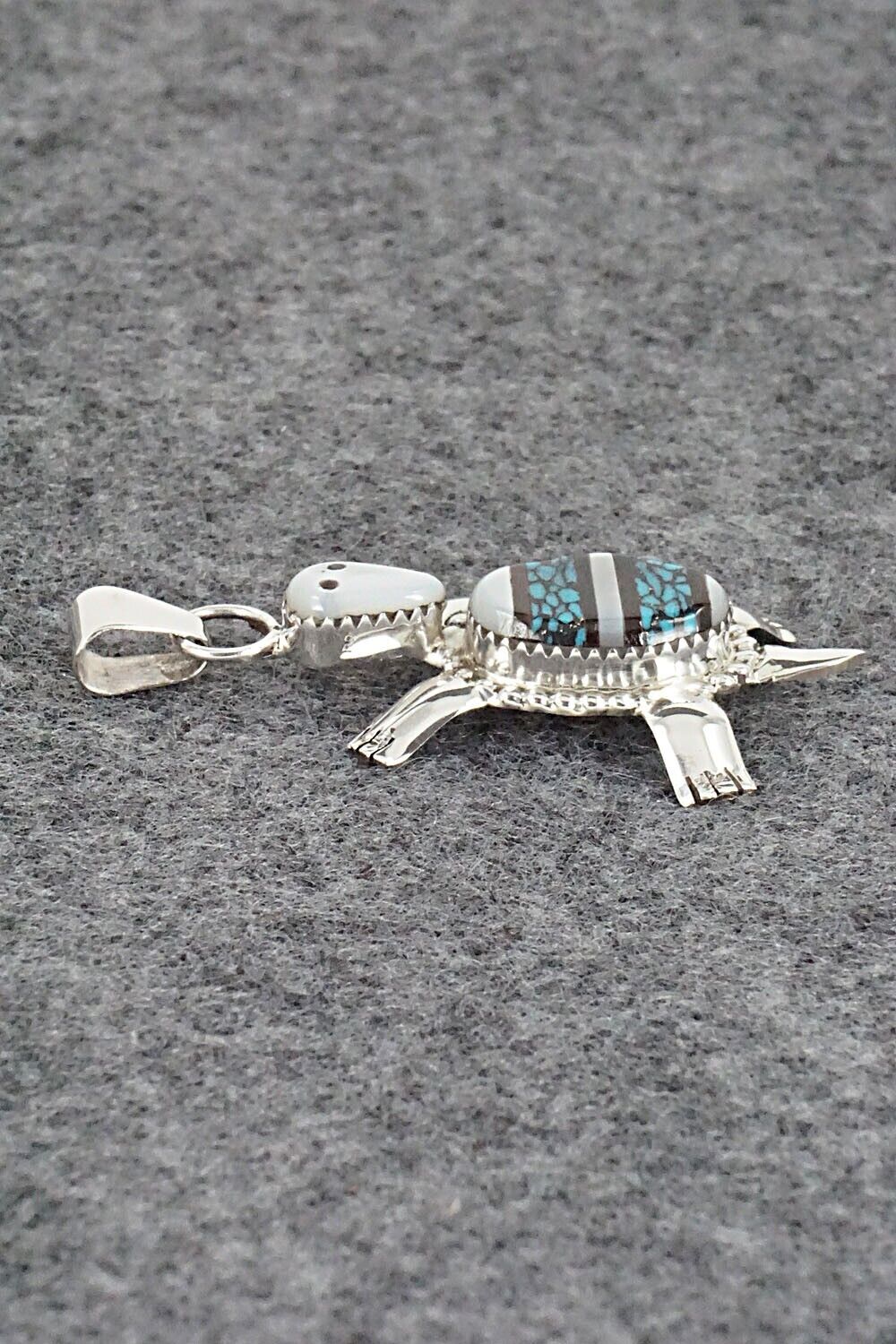 Multi Stone & Sterling Silver Inlay Pendant - Wayne Haloo