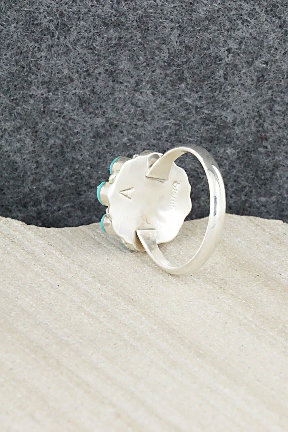 Turquoise & Sterling Silver Ring - Arlo Kanteena - Size 8.25