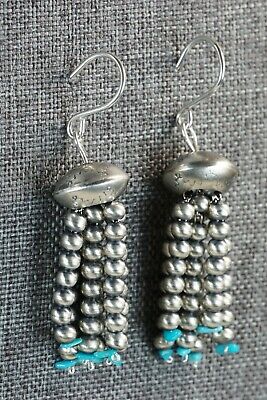 Turquoise & Sterling Silver Navajo Pearl Earrings - Jan Mariano