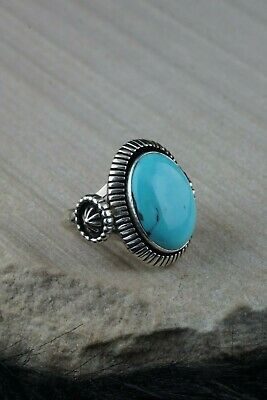 Navajo Turquoise and Sterling Silver Ring - Roberta Begay - Size 8.25 - High Lonesome Trading