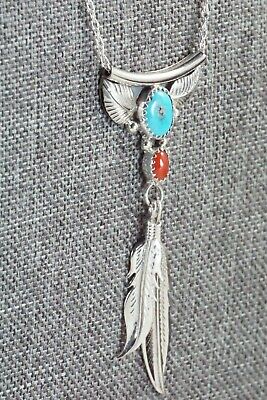 Turquoise, Coral & Sterling Silver Necklace - Sharon McCarthy