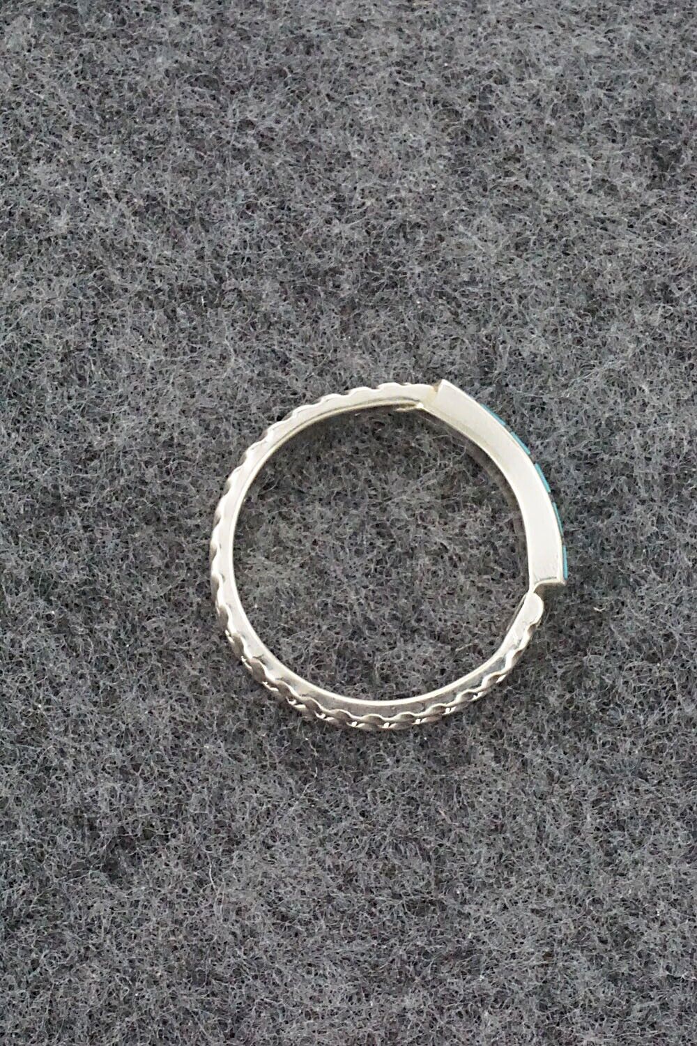 Turquoise & Sterling Silver Inlay Ring - Orlando Laweka - Size 7