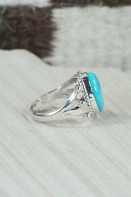 Navajo Turquoise & Sterling Silver Ring - Genevieve Frank - Size 9