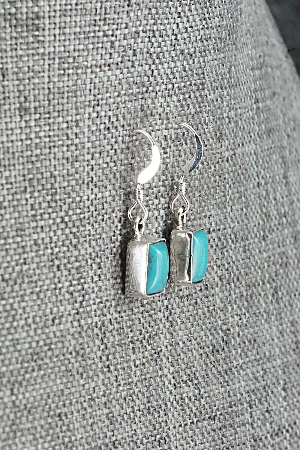 Turquoise & Sterling Silver Earrings - Lee Shorty
