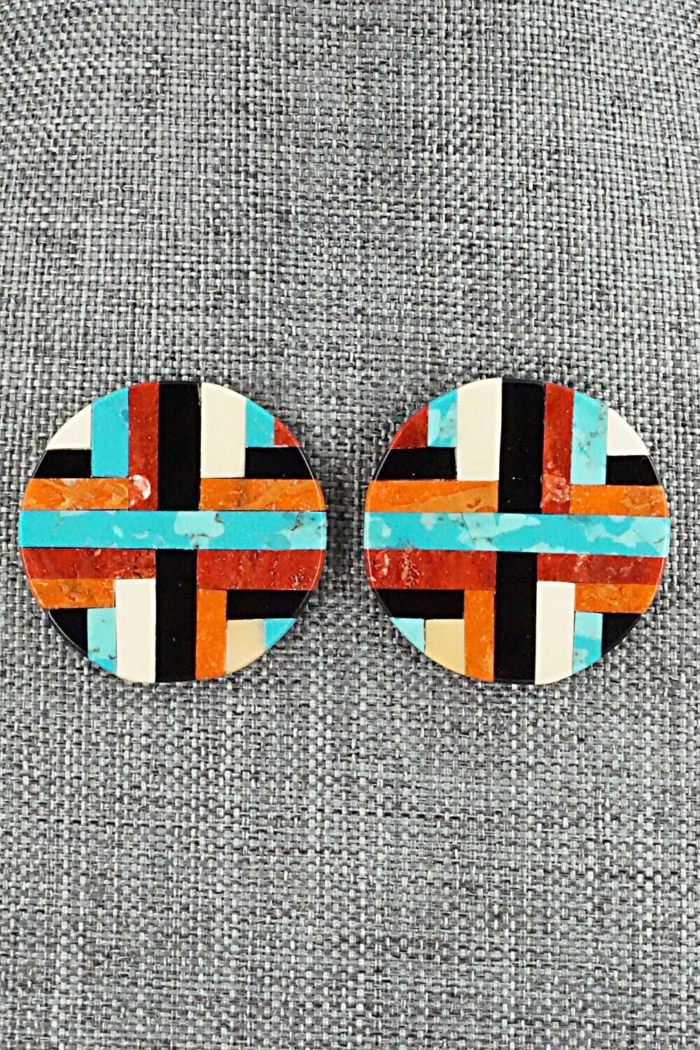 Multi Stone Inlay Earrings - Chaslyn Crespin