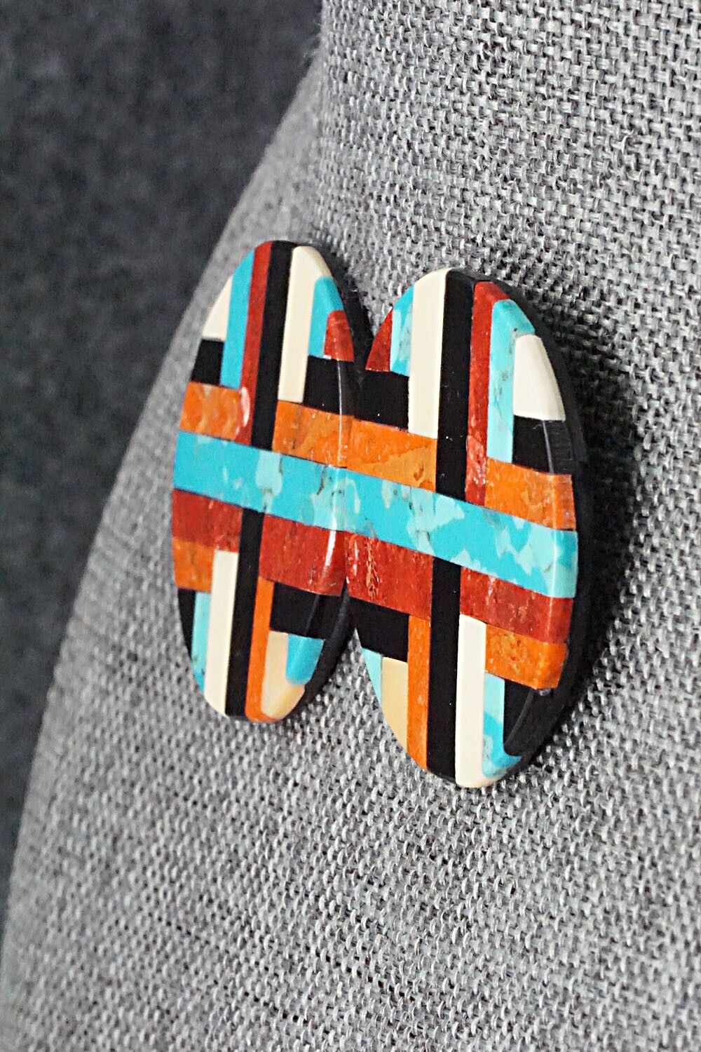 Multi Stone Inlay Earrings - Chaslyn Crespin