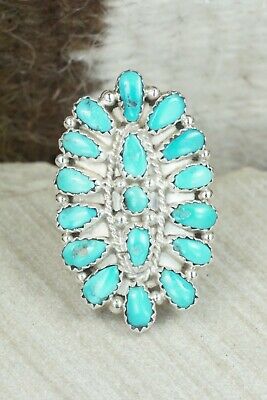 Turquoise and Sterling Silver Ring - Justina Wilson - Size 9.5