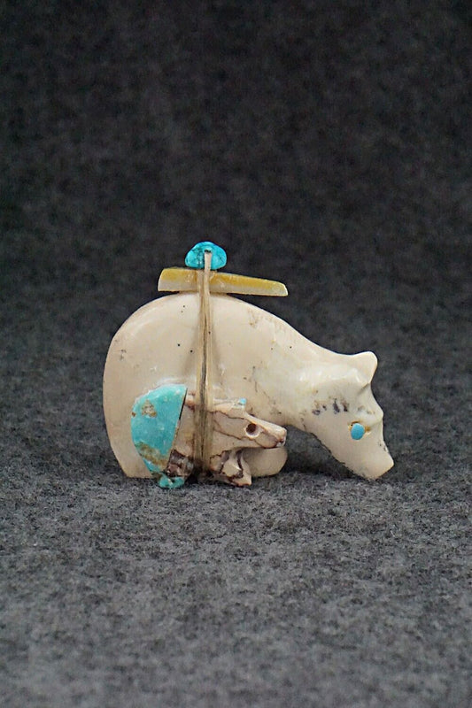 Bear and Cub Zuni Fetish Carving - Donovan Laiwakete