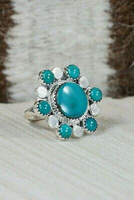 Navajo Turquoise and Sterling Silver Ring - Roberta Begay - Size 8.5