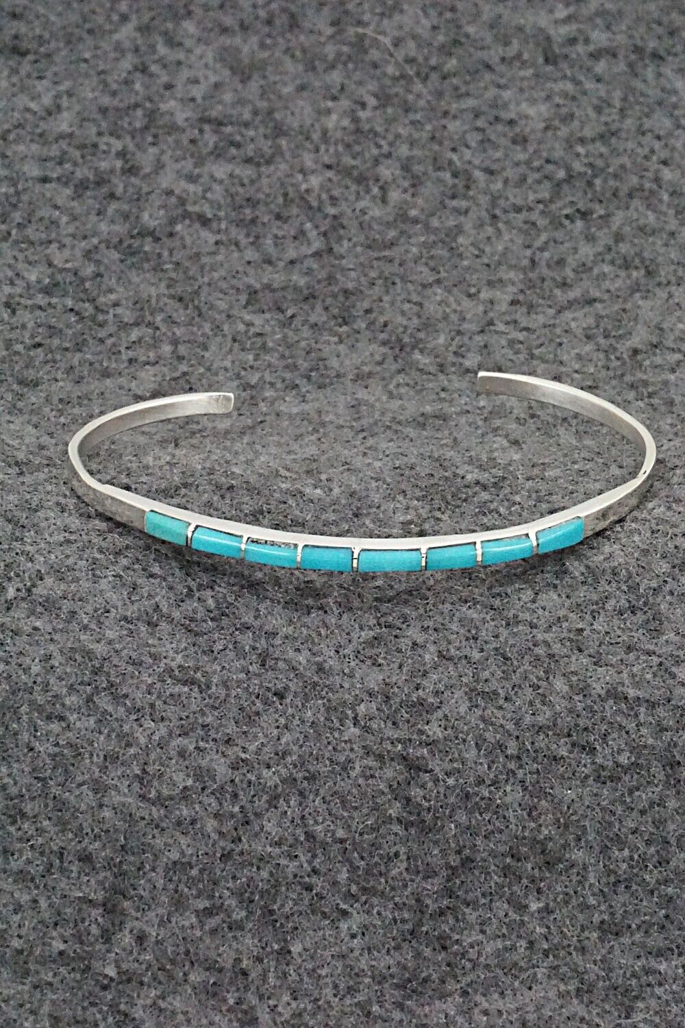 Turquoise & Sterling Silver Inlay Bracelet - Jeanette Chavez