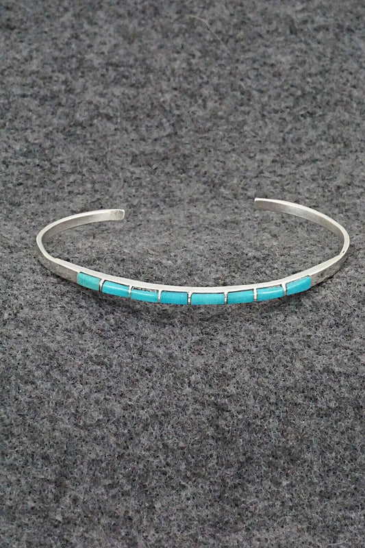 Turquoise & Sterling Silver Inlay Bracelet - Jeanette Chavez