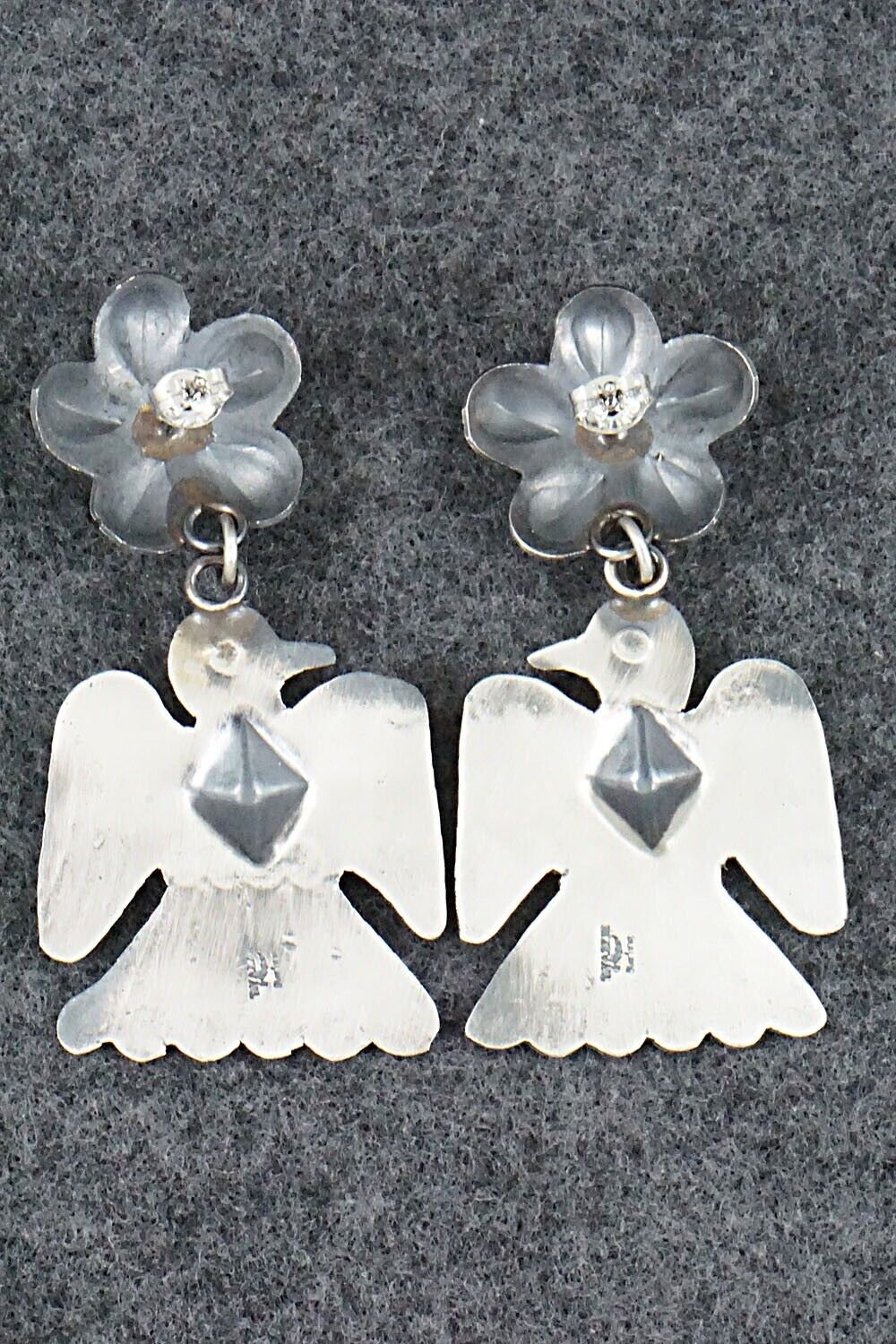 Spiny Oyster & Sterling Silver Earrings - Tim Yazzie