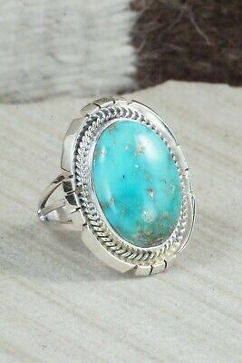 Turquoise & Sterling Silver Ring - Samuel Yellowhair - Size 8.5