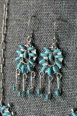 Zuni Turquoise & Sterling Silver Necklace and Earrings Set - Keith Leekity
