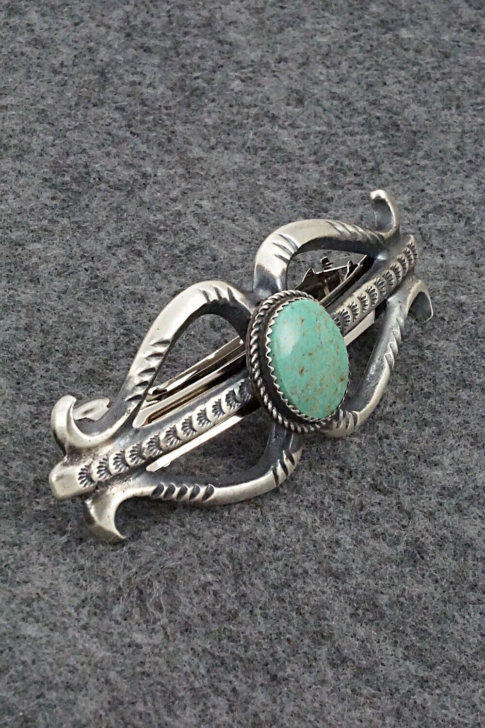 Turquoise & Sterling Silver Hair Barrette - Martha Cayatineto