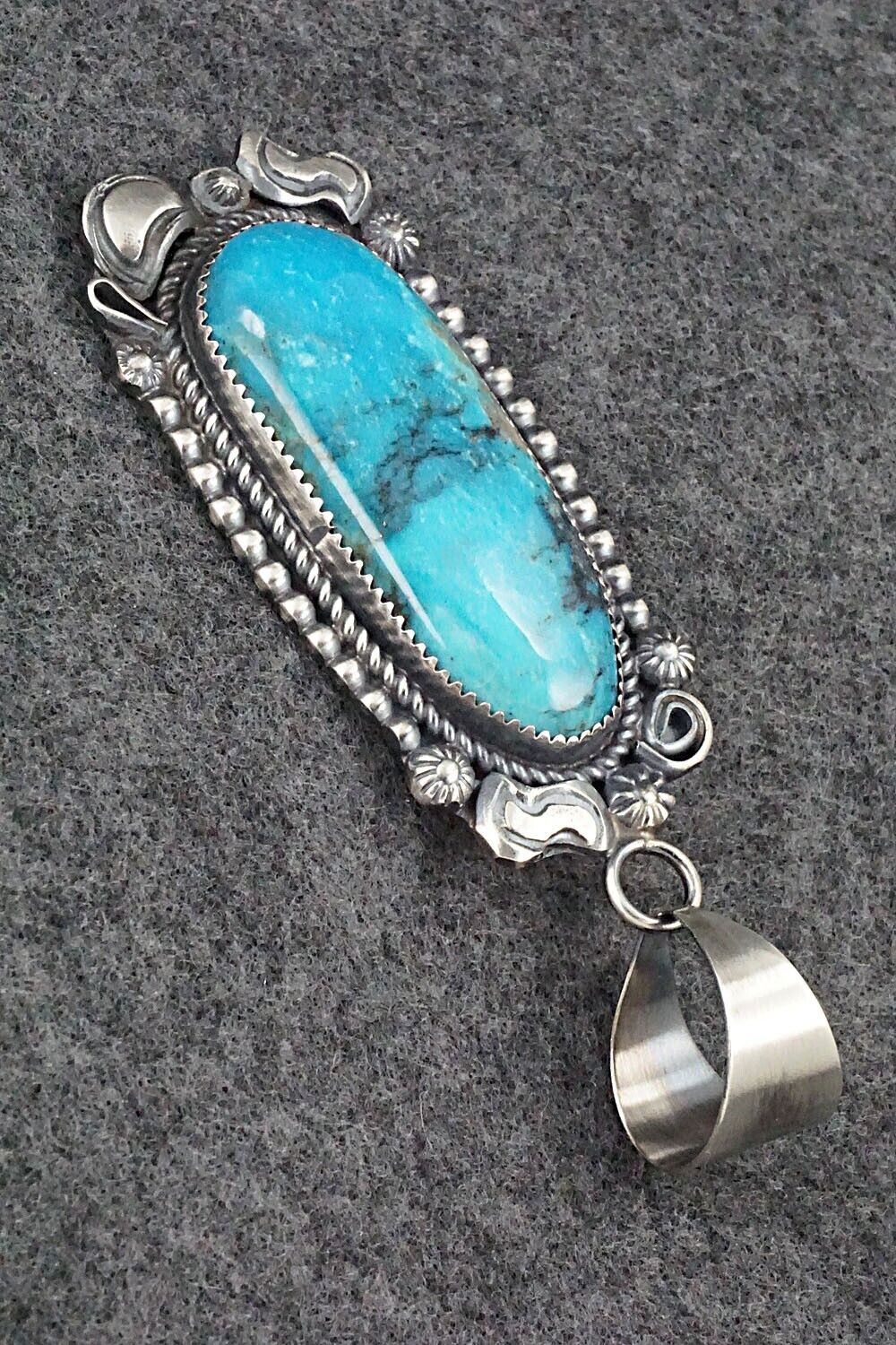Turquoise and Sterling Silver Pendant - Leslie Nez