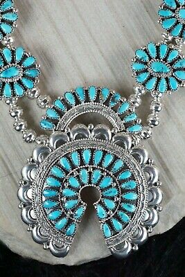 Turquoise & Sterling Silver Squash Blossom Set - Eunise Wilson