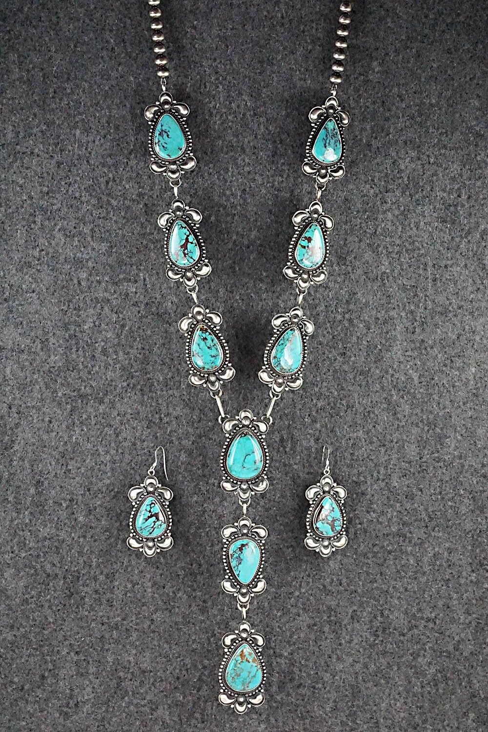 Turquoise & Sterling Silver Necklace and Earrings Set - Derrick Gordon