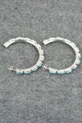 Turquoise & Sterling Silver Hoop Earrings - Murray Hannaweeka