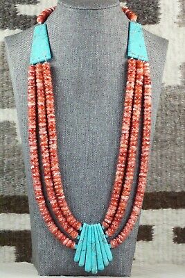 Turquoise & Spiny Oyster Necklace - Lupe Lovato