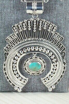 Turquoise & Sterling Silver Squash Blossom and Earrings - Lorena Nez