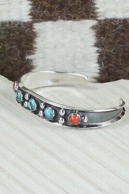 Turquoise, Coral & Sterling Silver Bracelet - Paul Largo