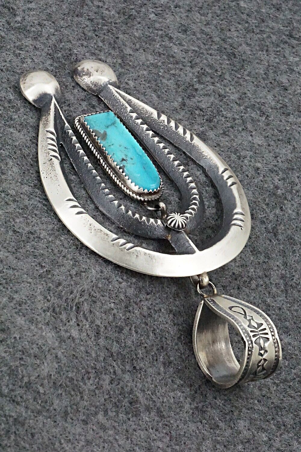 Turquoise and Sterling Silver Pendant - Martha Cayatineto