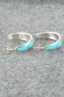 Turquoise & Sterling Silver Earrings - Philbert Chavez