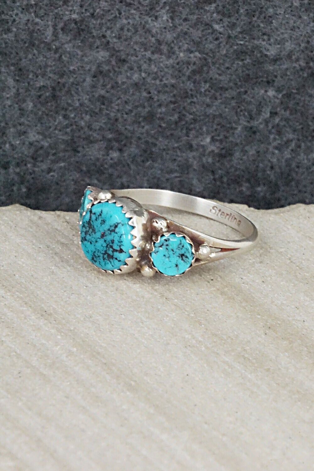 Turquoise & Sterling Silver Ring - Freda Martinez - Size 7.75