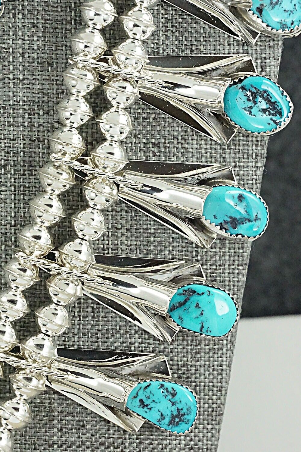 Turquoise & Sterling Silver Squash Blossom Set - Louise Yazzie