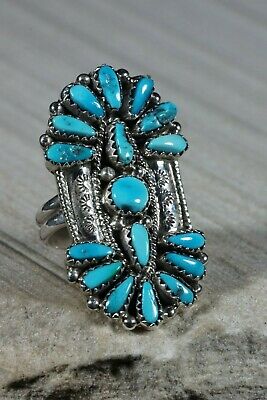 Navajo Turquoise and Sterling Silver Ring - Donovan Wilson - Size 7.5 - High Lonesome Trading