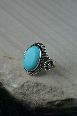 Navajo Turquoise and Sterling Silver Ring - Roberta Begay - Size 8.25 - High Lonesome Trading