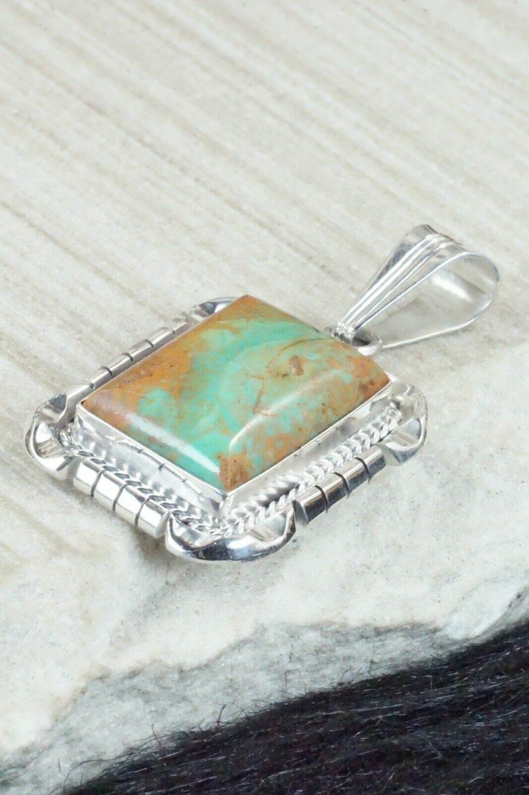 Turquoise & Sterling Silver Pendant - Samuel Yellowhair