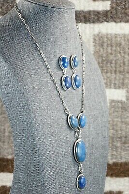 Navajo Lapis & Sterling Silver Necklace Set - Alvin Joe