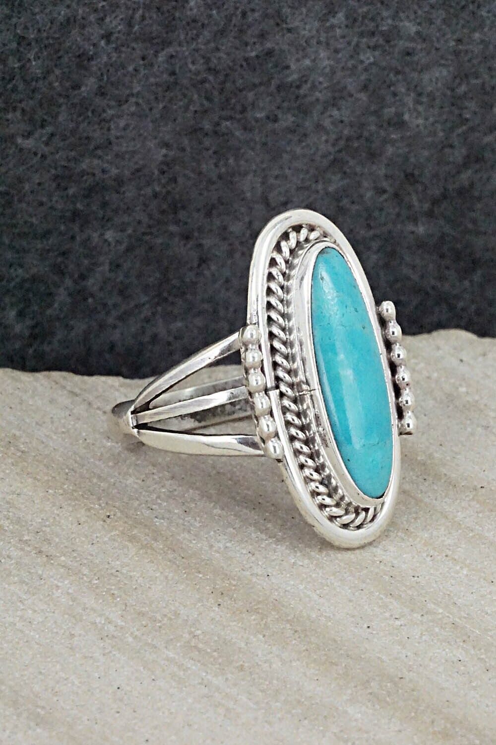 Turquoise & Sterling Silver Ring - Samuel Yellowhair - Size 7.75