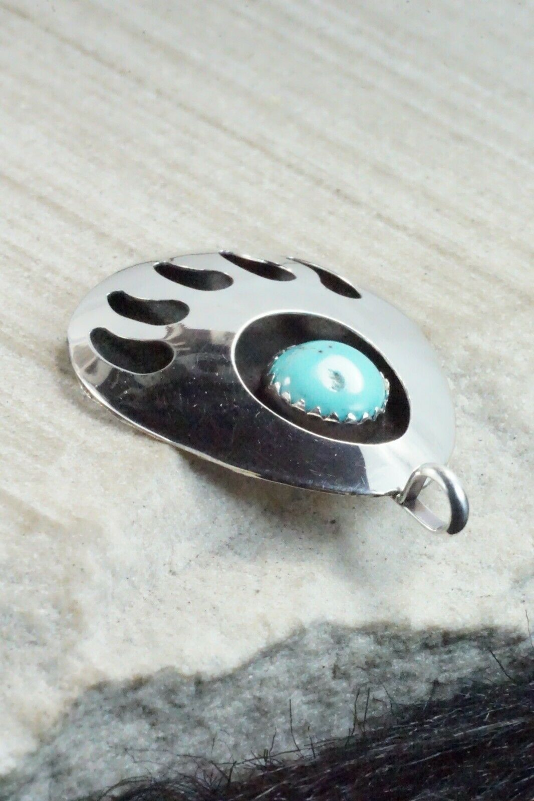 Turquoise & Sterling Silver Pendant - Virginia Long