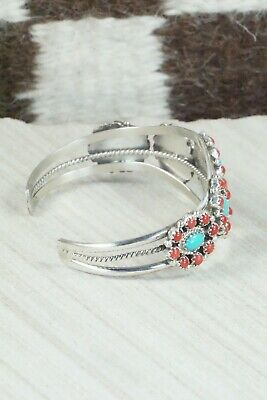 Turquoise, Coral & Sterling Silver Bracelet - Leon Kirlie