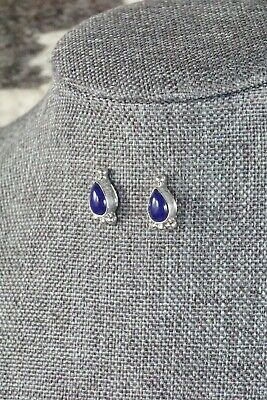 Navajo Lapis and Sterling Silver Earrings - Bertha Shorty