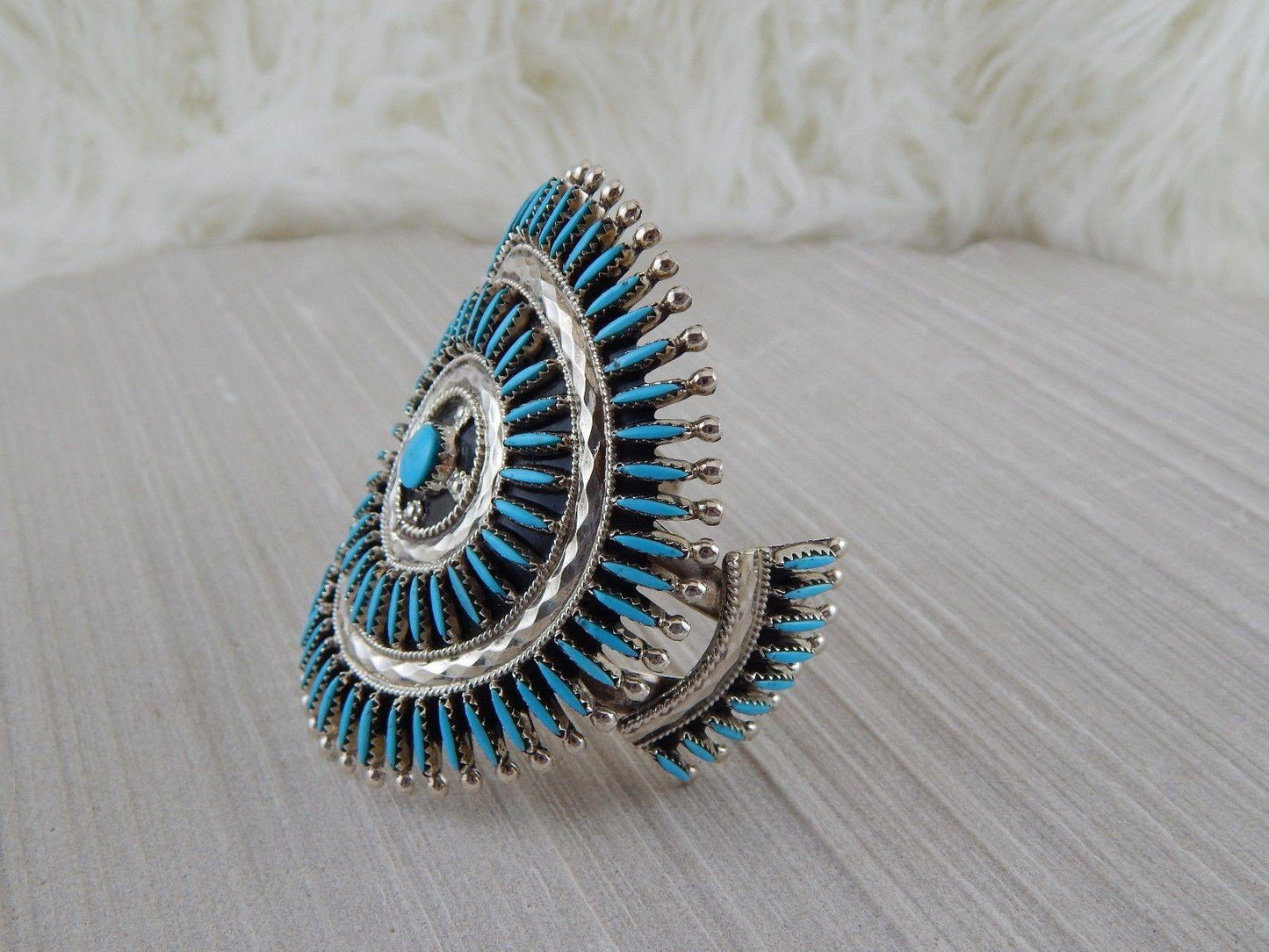 Zuni Sterling Silver & Turquoise Bracelet & Ring - Gerald Etsate - High Lonesome Trading