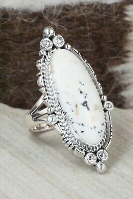 White Buffalo & Sterling Silver Ring - Daniel Benally - Size 7.5