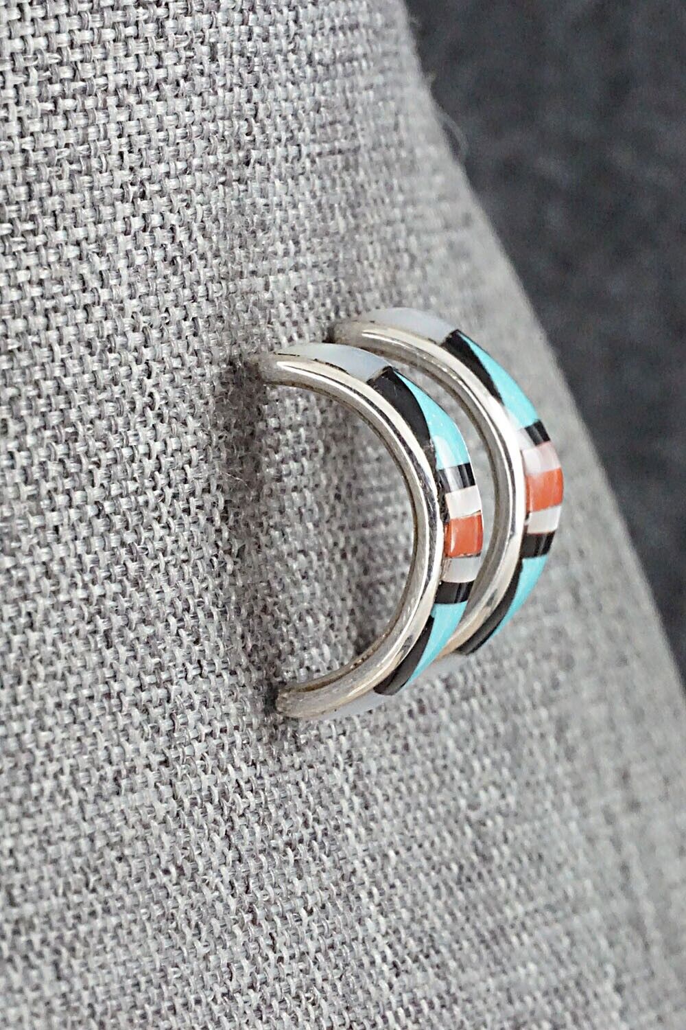 Multi Stone Inlay & Sterling Silver Earrings - Delberta Boone