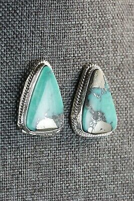 Navajo Turquoise and Sterling Silver Earrings - Verley Betone