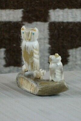 Owl and Fox Zuni Fetish Carving - Marvelita Phillips - High Lonesome Trading