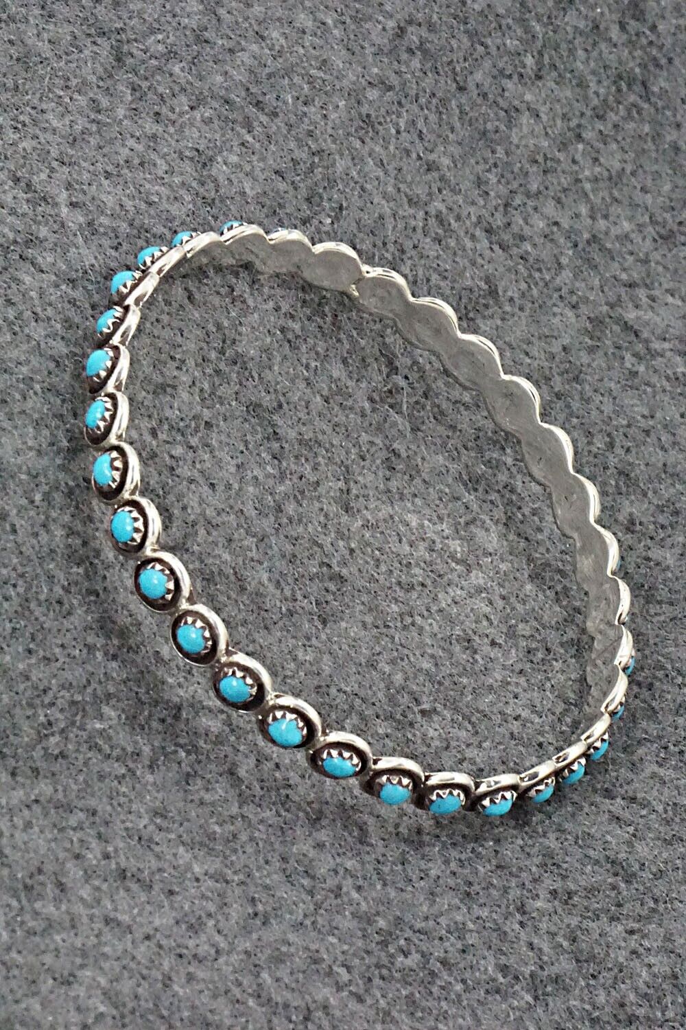 Turquoise & Sterling Silver Bangle Bracelet - Florenda Lonasee