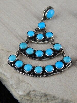 Navajo Turquoise & Sterling Silver Earrings  - P. Johnson - High Lonesome Trading