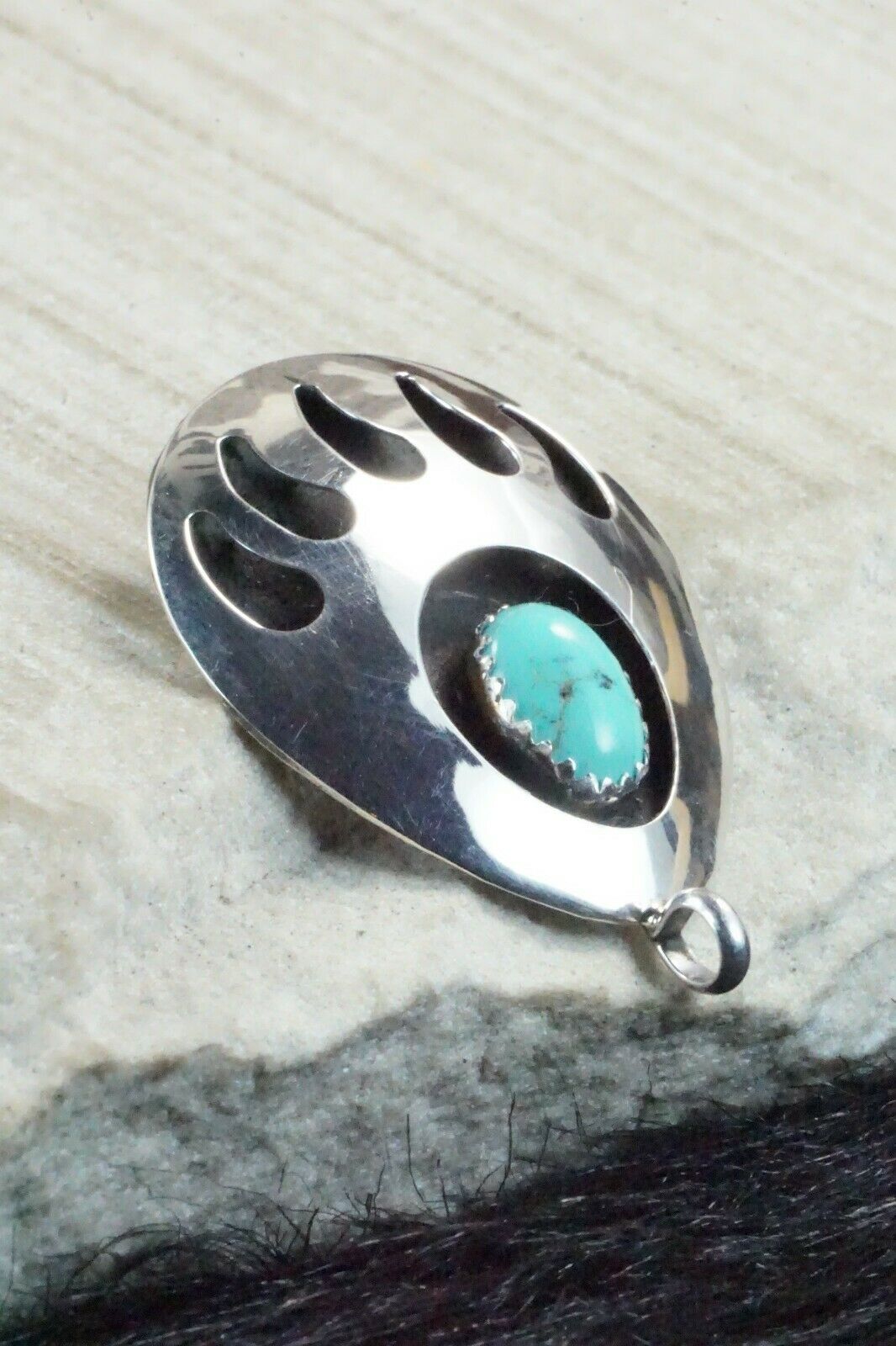 Turquoise & Sterling Silver Pendant - Virginia Long