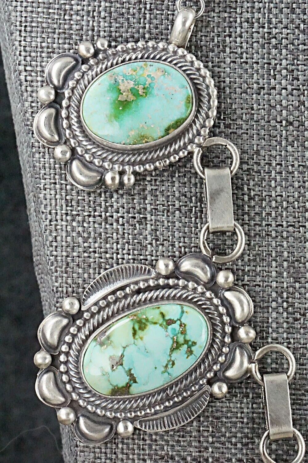 Turquoise & Sterling Silver Necklace and Earrings Set - Tom Lewis