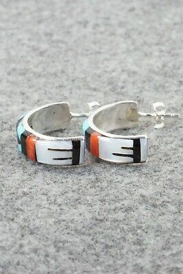 Multi Stone Inlay & Sterling Silver Earrings - Melanie Booqua