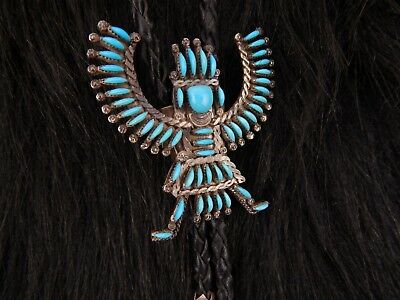 Zuni Sterling Silver & Turquoise Bolo Tie - H.I. Bowekaty - High Lonesome Trading