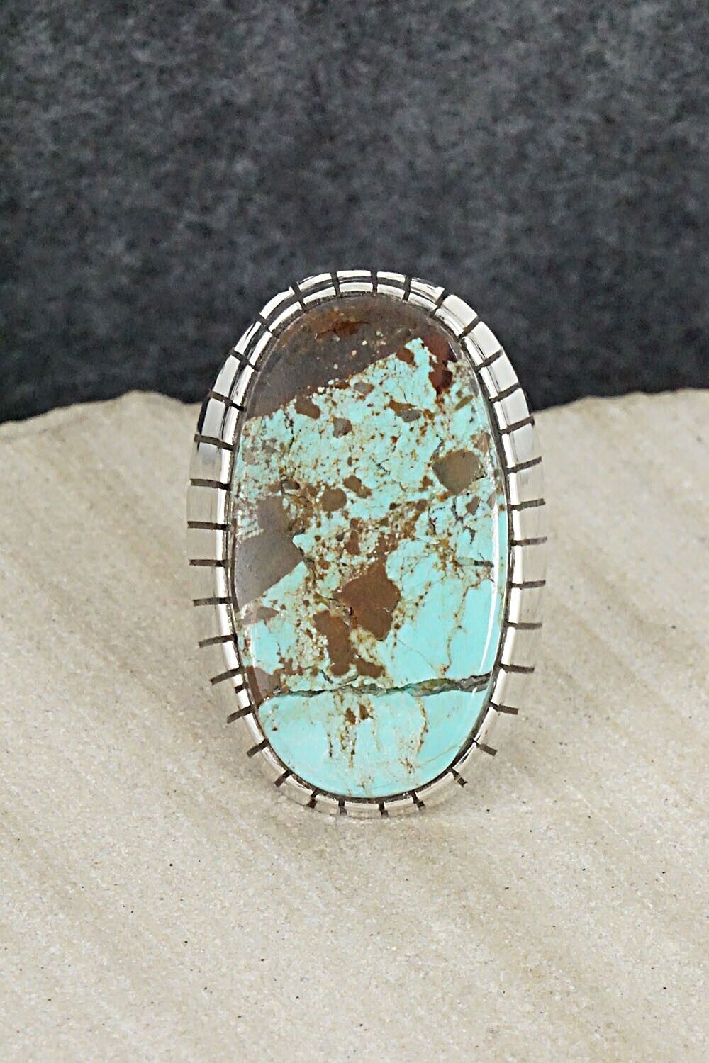 Turquoise & Sterling Silver Ring - Ray Jack - Size 9.5